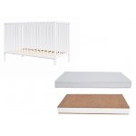 Set Patut din lemn 120x60 cm Nichiduta Dominic Alb + Saltea cu husa detasabila din microfibra 12 cm grosime Nichiduta Cocos Comfort +