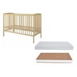Set Patut din lemn pana la 4 ani cu somiera reglabila pe 3 nivele de inaltime Nichiduta 120x60 cm Grace Natur + Saltea cu husa detasabila din microfibra 10 cm grosime Nichiduta Cocos Comfort +