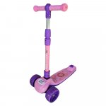 Trotineta pentru copii Novokids Mini Scooter 8150 Roz cu roți luminoase din silicon, melodii și lumini, 3 roți, pliabilă, mâner reglabil pe înălțime, greutate suportată 50 kg