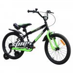 Bicicleta pentru copii Novokids SplendOr Boom PRO Edition Verde Cu bidon pentru apa, Roti 20 inch, Greutate admisa 50 kg, Cadru din otel, Roti ajutatoare detasabile, Ghidon reglabil pe inaltime