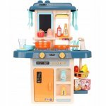 Bucătărie copii, efecte sonore, abur, lumini, 42 accesorii, circuit apa cu robinet, 63x45x22 cm