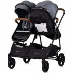 Carucior pentru copii gemeni Chipolino Duo Smart cloud 2 in 1, pliere simpla si compacta, sezut transformabil si reversibil, spatar reglabil, bara de protectie detasabila, copertina reglabila, husa pentru picioare