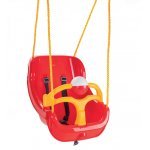 Leagăn mare pentru copii Pilsan Big Swing Roșu cu bara de protecție detașabilă,bilă cu zornaitoare,centuri de siguranța,frânghie 160cm reglabilă,greutate maximă suportată 100kg