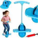 Jumper de sarituri si echilibru pentru copii, Ikonka, cu placa antiderapanta si pompa inclusa, inaltime 70 cm, Pogo Blue