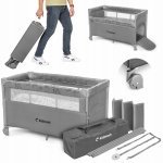 Patut de calatorie multifunctional 3 in 1 Naste Light Grey cu laterala culisanta si 2 niveluri de inaltime, sistem atasare la patul parintilor, cu saltea si geanta de transport, dimensiune compacta, Intrare laterala, 9.3 kg