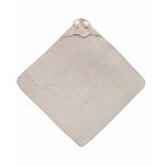 Prosop pentru bebelusi Sensillo Elephant Grey 100x100cm cu capison,din bumbac terry de calitate,design atractiv,lavabil la 40grade