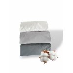 Set 3 cearsafuri din bumbac ranforce pentru pat copii, Deseda, cu elastic roata, dimensiune 120 x 60 cm, mix gri
