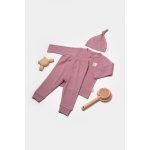 Set 3 piese bluza, pantaloni si caciulita, Bamboo, roz inchis, BabyCosy, 50% bumbac + 50% bambus, marimea 12-18 Luni