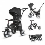 Tricicleta ultrapliabila Coccolle Spectra Plus Premium Line, Scaun reversibil, Copertina XXL, Cos accesorii, 2 seturi suport picioruse, Sistem roata libera, Roti cauciuc EVA, Jet Black