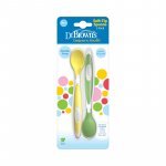 Set 2 lingurițe Dr.Brown Soft Tip cu vârf moale , Fără BPA, Sigure pentru gingiile bebelușilor, Potrivit pentru sterilizare și curățare