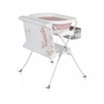 Set de baie 2in1 Cangaroo Como Roz cu design Pliabil,Măsuță de infasat impermeabilă cu taliometru,Cadita pliabilă cu furtun scurgere apa,Organizator,Poliță pentru accesorii,Înălțime confortabilă pentru părinți