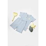 Set tricou cu pantaloni Bamboo, blue, BabyCosy, 50% bumbac organic + 50% bambus, marime 12-18 Luni
