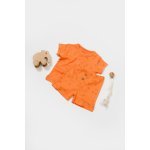 Set tricou cu pantaloni Printed, portocaliu, BabyCosy, 50% bumbac + 50% modal, marime 12-18 Luni