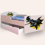 Pat pentru copii Batman cu sertar și saltea, 2-12 ani, 160x80 cm