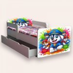 Pat pentru copii Paw Patrol varianta 4, cu mânere și sertar, 2-6 ani, 130x60 cm
