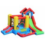 Saltea gonflabila Play Center 7 in 1 cu doua tobogane, spatiu de catarat, loc pentru sarituri si loc de joaca cu bile