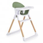 Scaun de masă pentru copii Cangaroo Almond Green,husa din piele ecologică ușor de curățat,structura metalica stabilă,picioare antiderapante,pliere compactă,centura de siguranța și protecție antialunecare,suport picioare