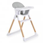 Scaun de masă pentru copii Cangaroo Almond Grey,husa din piele ecologică ușor de curățat,structura metalica stabilă,picioare antiderapante,pliere compactă,centura de siguranța și protecție antialunecare,suport picioare