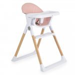 Scaun de masă pentru copii Cangaroo Almond Pink,husa din piele ecologică ușor de curățat,structura metalica stabilă,picioare antiderapante,pliere compactă,centura de siguranța și protecție antialunecare,suport picioare