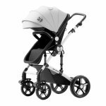 Carucior pentru copii Buf Boof A1 Deluxe Black White 2 in 1 reversibil 0-36 luni, cadru din aluminiu, amortizoare, accesorii incluse