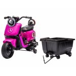 Motocicleta electrica pentru copii Nichiduta SafeRider 95 Rose Red,remorca detasabila,roti ajutatoare,motor 35w,acumulator 6V7Ah,far cu lumini LED,roti rezistente,manere ergonomice,muzica,pornire la buton