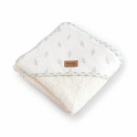 Prosop de baie cu gluga pentru bebelusi, 0-5 ani, bumbac certificat OEKO-TEX, 100x100 cm, Spring Cottage