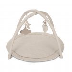 Saltea de activități pentru bebeluși Lorelli Moments Beige, jucării textile cu sunet și zornaitoare, 83x83 cm, 0 luni+