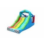 Saltea gonflabila Happy Hop Race cu trei tobogane, spatiu de joaca si loc de catarat