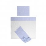 Set lenjerie patut 120x60 cm Tiny Dream 3 piese bumbac ranforce Train Blue