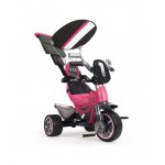 Tricicleta evolutiva pentru copii Injusa Body Pink cu maner parental, cadru din aluminiu, suport picioare, bara detasabila, roti Eva, cosulet, geanta, varsta 10 luni+