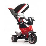 Tricicleta evolutiva pentru copii Injusa Body Special Red cu maner parental, cadru din aluminiu, suport picioare, bara detasabila, roti Eva, cosulet, geanta, varsta 10 luni+