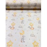 Cearșaf pentru pat copii Nichiduța Bunny with moon and stars 120x60 cm din bumbac cu banda elastică roata