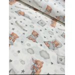 Cearșaf pentru pat copii Nichiduța Sleeping bear grey blanket 120x60 cm din bumbac cu banda elastică roata