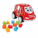 Mașinuță cu forme de sortat Pilsan Smart Shape Sorter Car Red, 10 forme de sortat multicolor