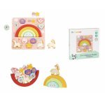 Puzzle și jucărie echilibru 2in1 Hi Pando Unicorn, 15 piese colorate cu forme diferite, realizat din lemn Eco friendly