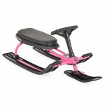 Sanie cu volan Moni Snowy Pink cu scaun moale si cadru metalic,franghie inclusa,greutate admisa 50 kg