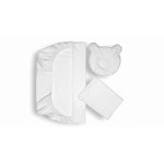 Set lenjerie pentru patut si pernuta pentru formarea capului bebelusului SomnArt Alb din bumbac 120x60 cm