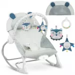 Balansoar multifunctional cu vibratii Ricokids Grey cu pernuta detasabila,arcada cu jucarii fosnaitoare,husa detasabila,baza antiderapanta si centuri de siguranta,pana la 18 kg