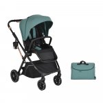 Carucior transformabil 2in1 Moni Bingo Marine Green cu sezut reversibil,pana la 4 ani sau 22kg,spatar reglabil,capotina XXL cu 4 sectiuni,pliere compacta cu unitatea scaunului, roti rezistente,husa picioare si geanta