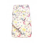 Lenjerie de pat 3 piese cu cearceaf plapumioara si pernuta slim 140x70 cm Croitoria Noastra Stele cu luna roz