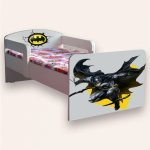 Pat pentru copii Batman, cu mânere și saltea, 2-6 ani, 130x60 cm