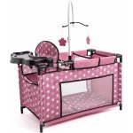 Patut multifuncțional 2in1 de călătorie pentru papusi Bayer Stars Pink,scaun de masă încorporat cu măsuță,carusel cu jucării,măsuță de infasat,plapumioara și pernuta incluse,pentru papusi de până la 46cm