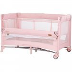 Patut pliabil pentru copii Chipolino Glory Pink Marshmallow cu laterala culisanta si doua nivele