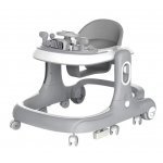 Premergator si antepremergator 2 in 1 pentru copii Little Mom grey, pliabil, inaltime reglabila, sezut cu spatar, roti silentioase, panou interactiv detasabil cu sunete