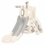 Spatiu de joaca pentru copii Nichiduta Garden Nickron 1 grey/white, cu tobogan, balustrada de sustinere, treptele late, dimensiune 153 x 67 x 80 cm
