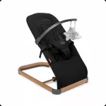 Balansoar ergonomic pentru copii Kidnort Moln Black, cu centura de siguranta, bara cu jucarii detasabila, spatar ajustabil, pliabil si usor de transportat