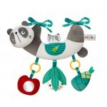 Jucărie senzoriala din plus Akuku Panda pentru cărucior/patut/scaun auto,cu oglindă și zornaitoare,dimensiune 30x25 cm