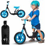 Bicicleta de echilibru pentru copii Malplay black/blue, cadru otel, roti 12 inch, saua si ghidonul reglabile pe inaltime