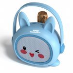 Boxa portabilă pentru copii/adulti Smart TabbyBoo Poly Albastru 8W cu microfon karaoke wireless portabil pentru petrecere, player MP3, microSD card, bluetooth, 4 efecte voce