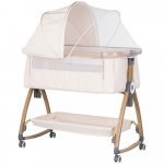 Patut co-sleeper Chipolino Charisma Cashmere Wood cu laterala culisanta si functie de leagan